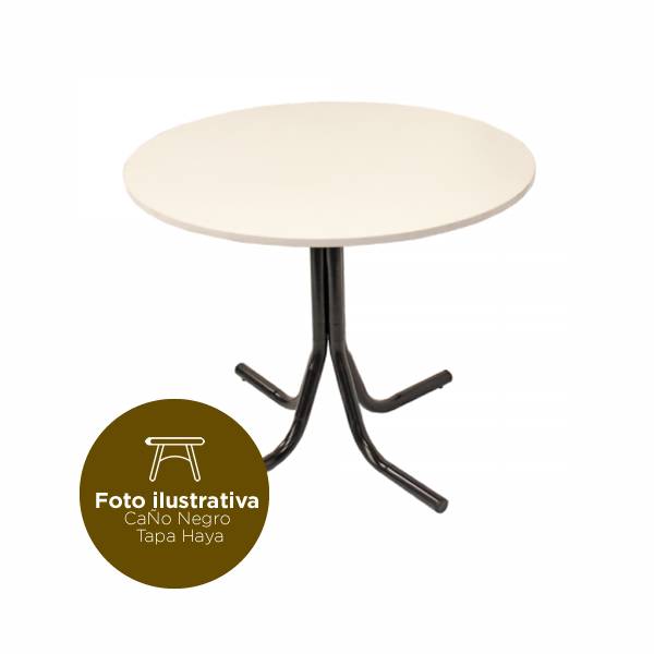 Mesa Caño Silcar Redonda 1.00 Ptas 1 1/2  Mod.mr1 - Caño Negro - Tapa Haya