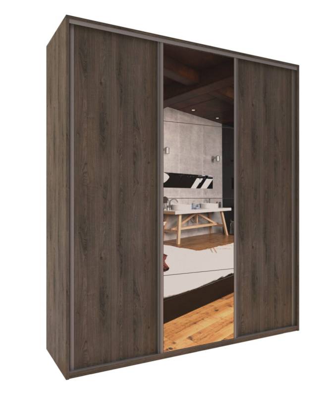 Placard Delos 3P Corred. Dle363Rdg 183X210X58 C/Espejos Color Roble Dav Gr.