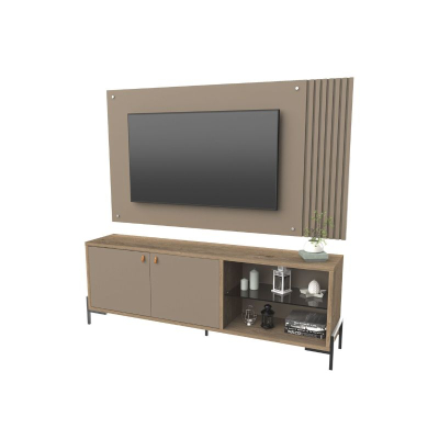 Rack Delos C/Panel Barill. Mod. Dro07  1.80 2 Ptas Color Rdga Roble Davos / Gris Arcilla