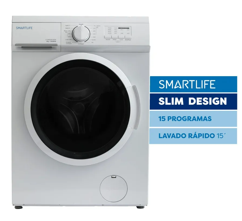 Lavarropa Smartlife Wmu061000W C/Fron 6 Kg 1000Rpm Blanco  Slim Desing