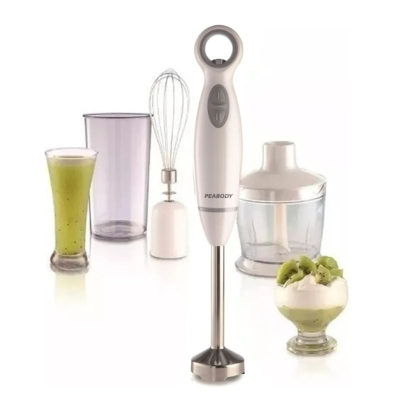 Mixer Peabody Pe-Lm323B Reg. Veloc.elec/Varilla Acero Inox/Acc.batidor/Acc.picador/Color Blanco/600W