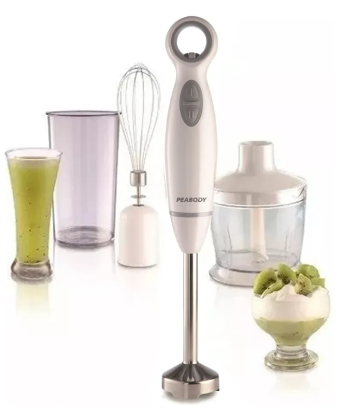 Mixer Peabody Pe-Lm323B Reg. Veloc.elec/Varilla Acero Inox/Acc.batidor/Acc.picador/Color Blanco/600W