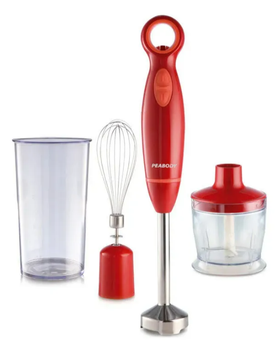 Mixer Peabody Pe-Lm323R Reg. Veloc.elec/Varilla Acero Inox/Acc.batidor/Acc.picador/Color Rojo/600W