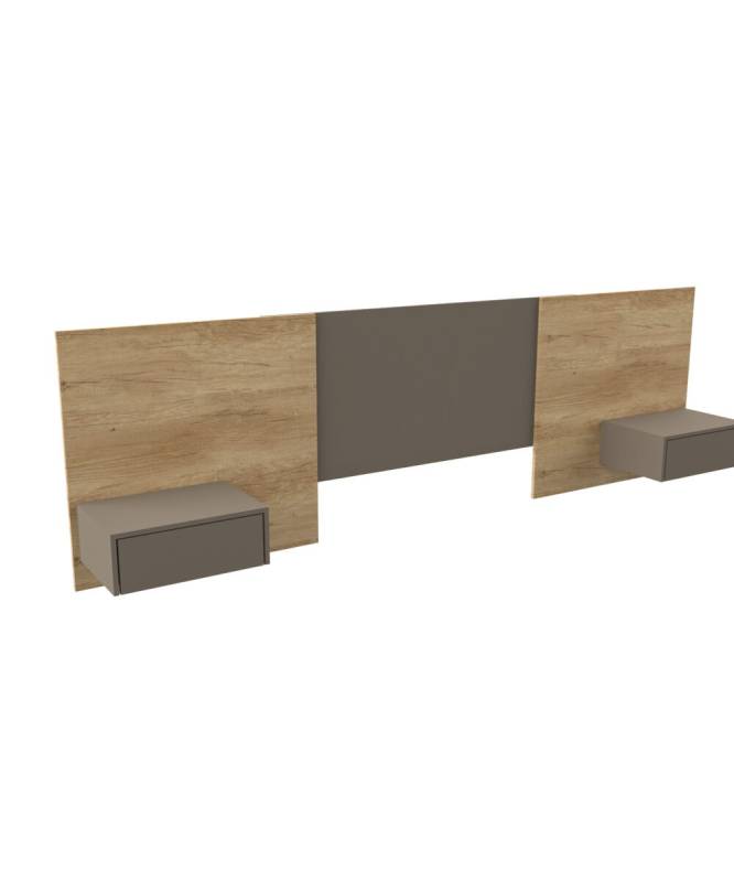 Respaldo Delos Dld10 2Pl Ext De 140 A 160 Mts Con 2 Caj. C/Rngc Color Roble Neb./ Gris Cub