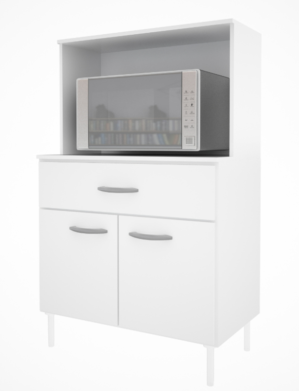 Mueble P/Microondas Delos  Dl630 6Br 129X080X45 2 Puertas/1Caj S/Bacha Blanco