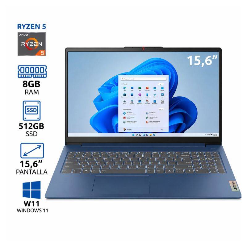 Notebook Lenovo Ideapad Slim 3 15Amn8 R5 8Gb/Ssd 512Gb/Wifi/15.6 Fhd Led W11 (82Xq00Fdar) Ter