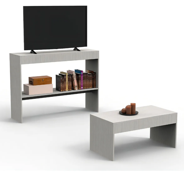 Mesa Ctro Delos + Mesa Tv 55 Mod. Dsm01 Rb C. Roble Blanco