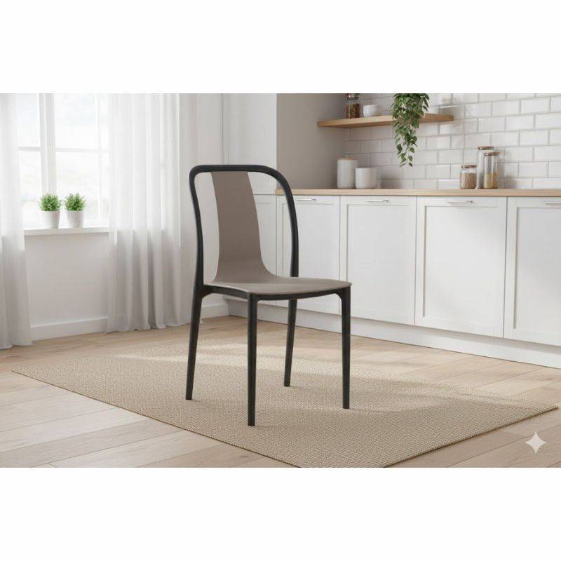 Silla Barulich Polipropileno  Mod. Olivia Negro /Asi. Marron