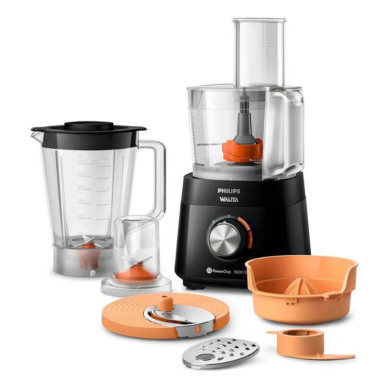 Procesad Philips Hr7304/90 Con Jarra Licuadora 2 Vel 1000W 7 Accesorios Color Negro