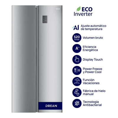 Hel Drean Sbs  Dsp480Lkrsso 503 Lts 2 Ptas / No Frost / Inverter / Inox