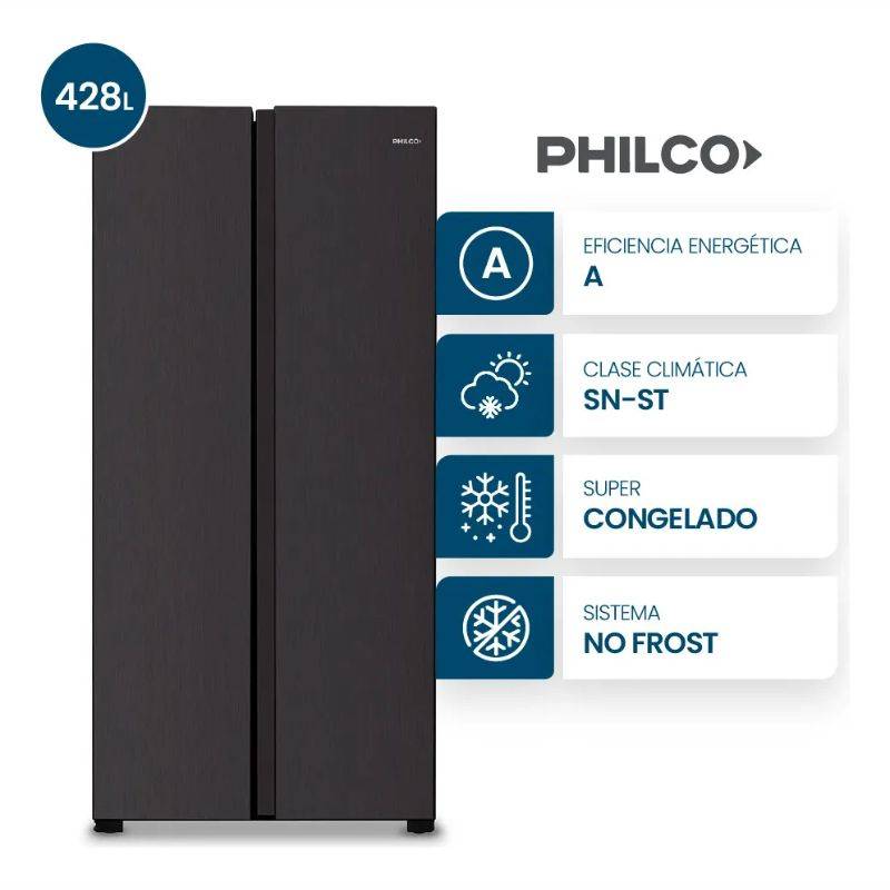 Hel Philco Phsb450N Sbs 2 Ptas 428L Nergra No Frost