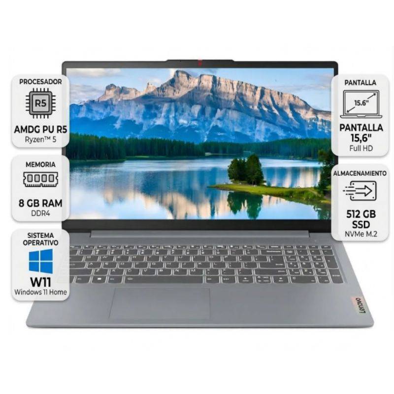 Notebook Lenovo Ideapad Slim 3 15Amn8 R5 7520U 8Gb/512 Ssd/Wifi/15.6Fhd/W11 Home (82Xq00Tcar) Gnu