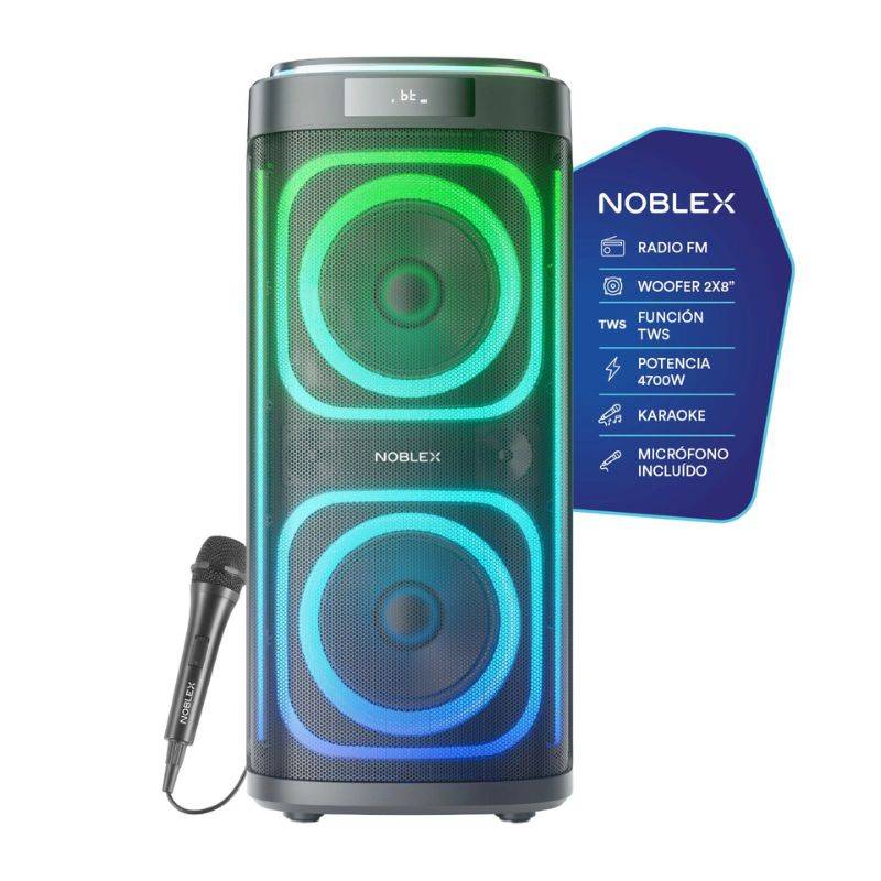 Bafle Noblex Sq208G1 4700W/Aux/Doble Woofer 8/Tws