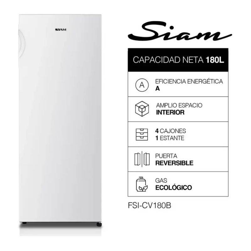Freezer Siam Fsi-Cv180B 166 Lts Vertical Blanco