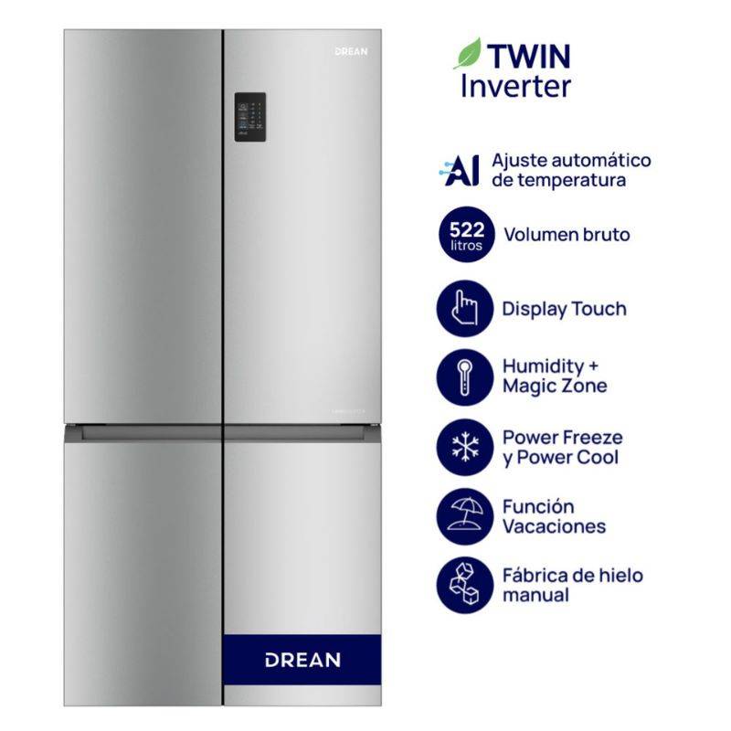 Hel Drean Dtp469Lkrsso 522 Lts 4 Ptas / No Frost / Inverter / Inox