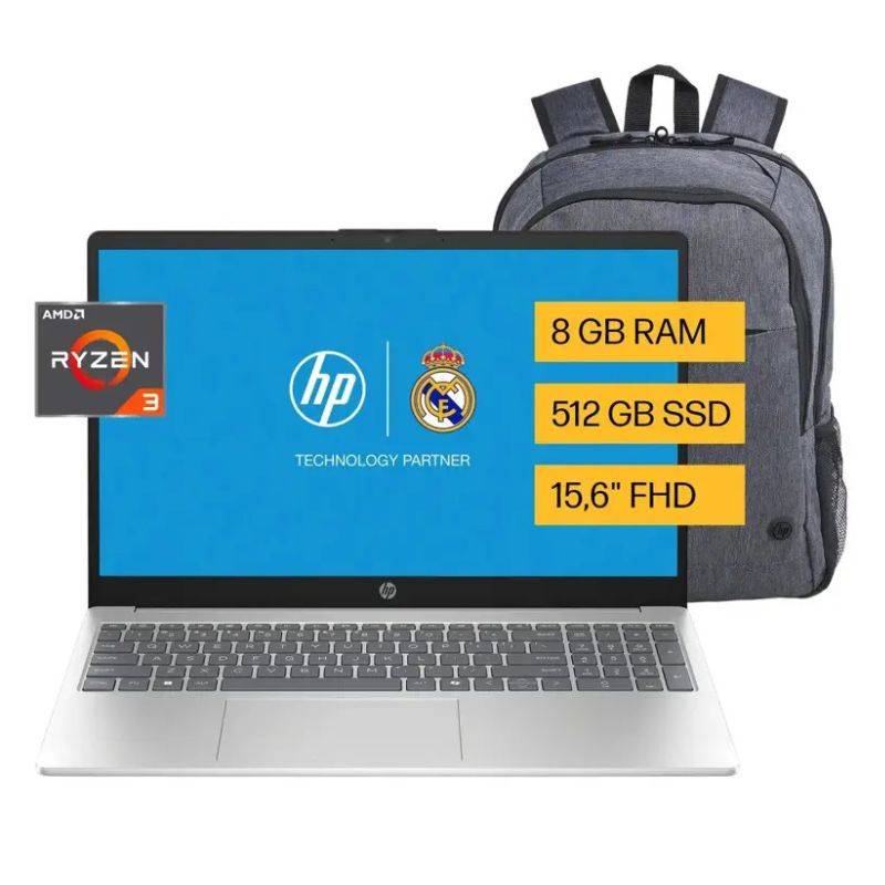 Notebook Hp 15-Fc0237La R3 7320U 8Gb/512 Ssd/Wifi/15/W11+Mochila Bm7K4La Cvn